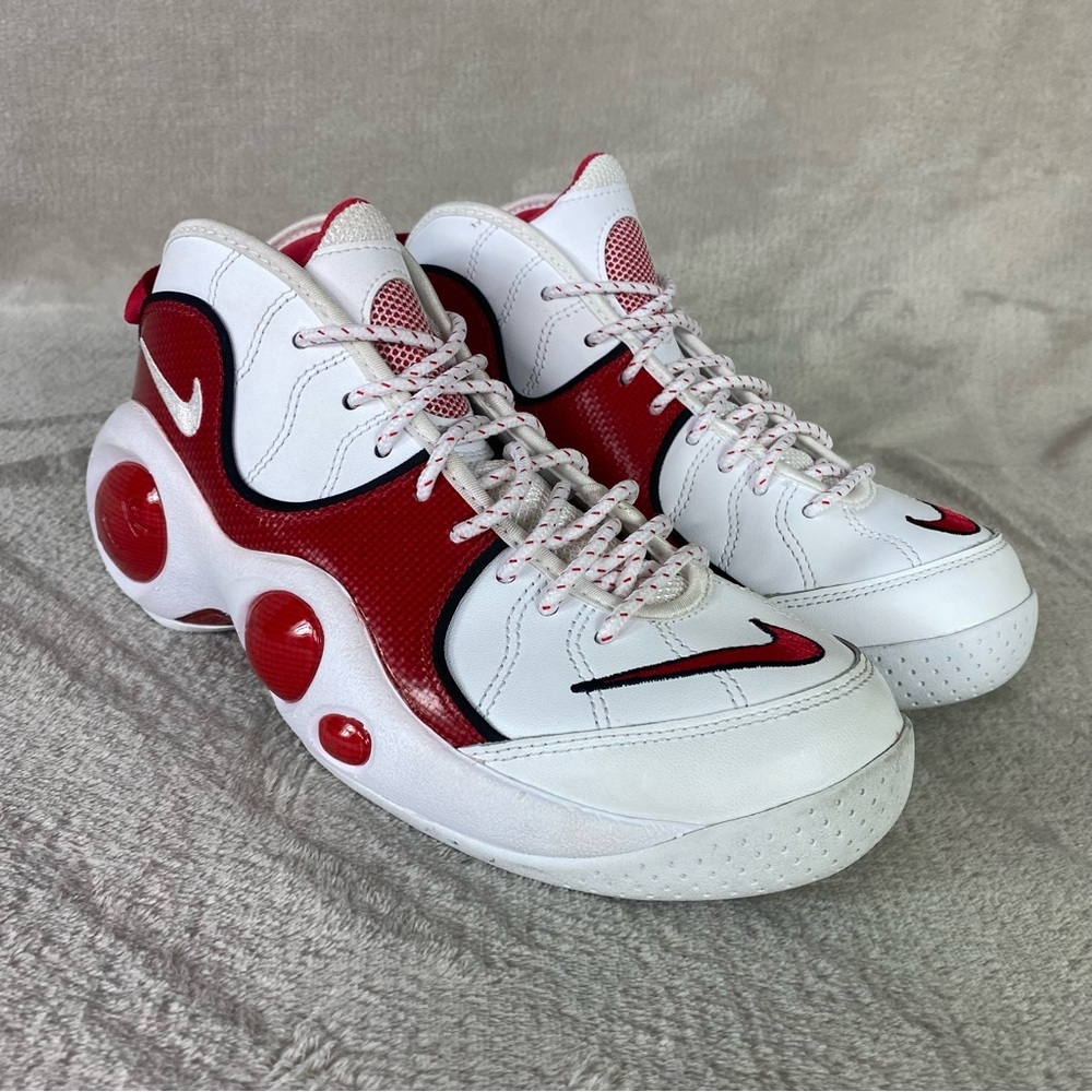 Nike Air Zoom Flight 95 Mens Shoes SZ 7 Red White Leather Basketball DX1165-100